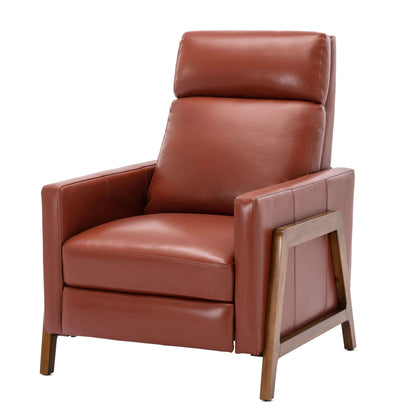 Reed Leather Push Back Recliner - Caramel