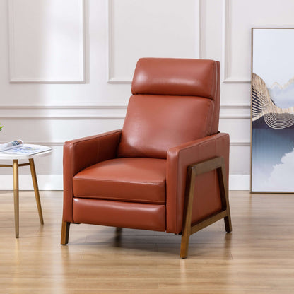 Reed Leather Push Back Recliner - Caramel