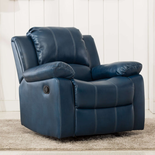 Clifton Leather Gel Glider Recliner - Navy Blue