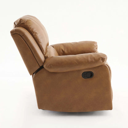 Side view of a brown recliner chair on a white background