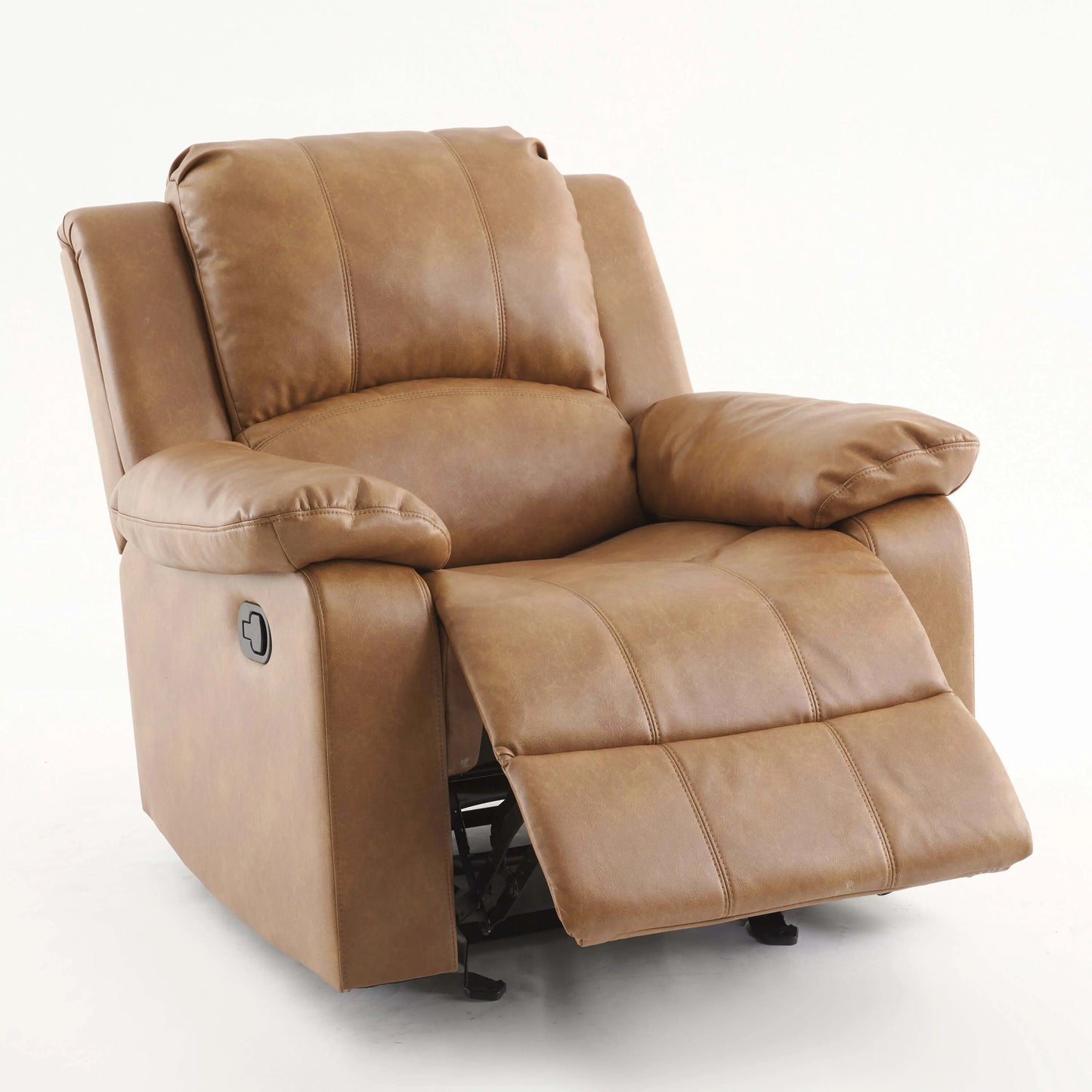 Brown leather recliner chair on a white background
