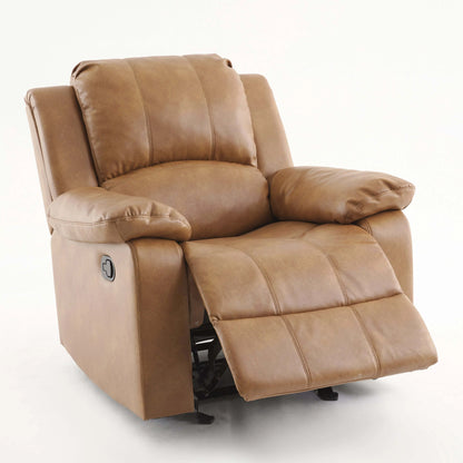 Brown leather recliner chair on a white background