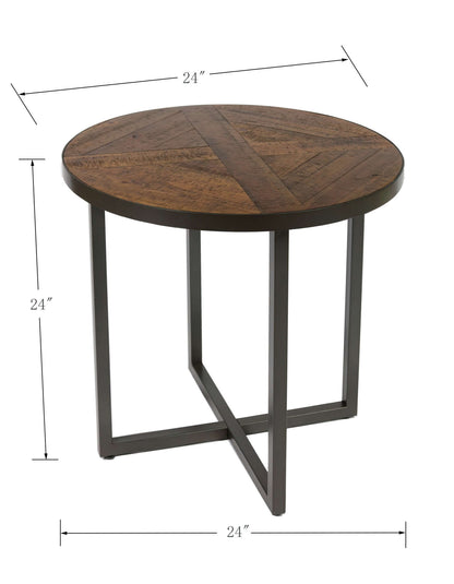Antique Pine & Steel Gray End Table