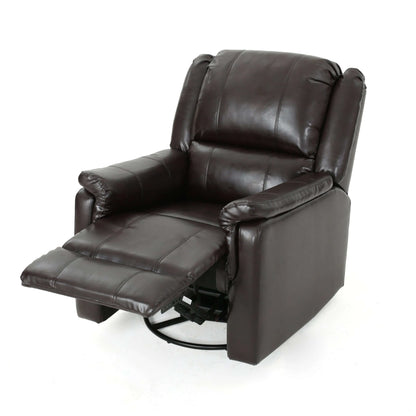 Brown faux leather recliner chair on a white background