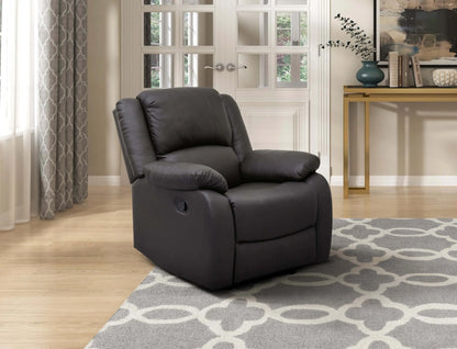 Modern Reclining Pillowtop Arms Recliner - Right angle view in room