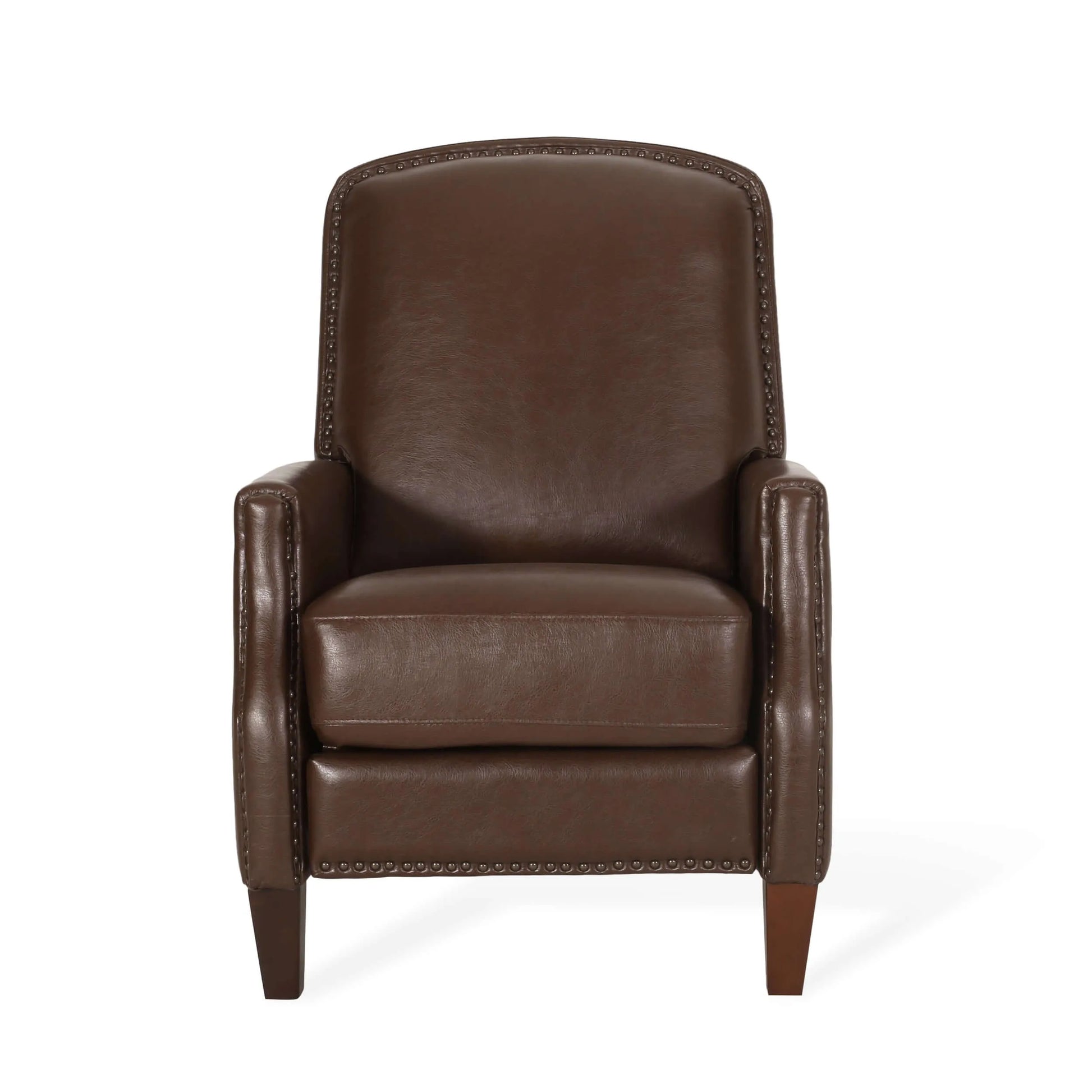 Dark Brown Recliner Chair with Rivets - Front view