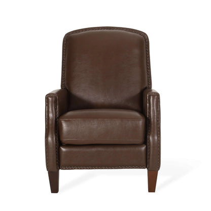 Dark Brown Recliner Chair with Rivets - Front view