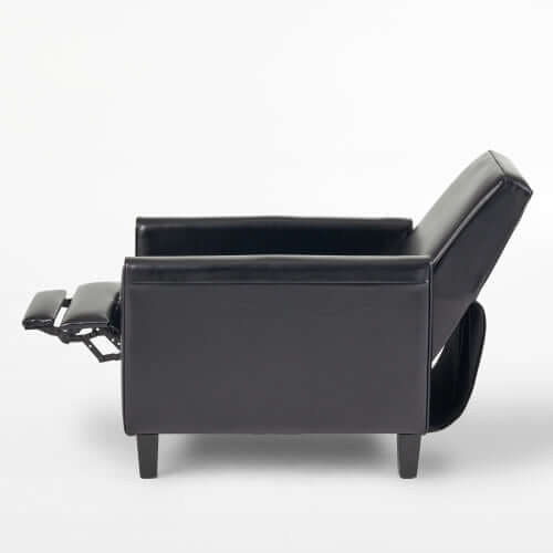 Black Faux Leather Push Back Chair – Elegant Accent for Modern Homes