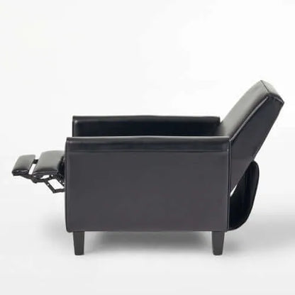 Black Faux Leather Push Back Chair – Elegant Accent for Modern Homes