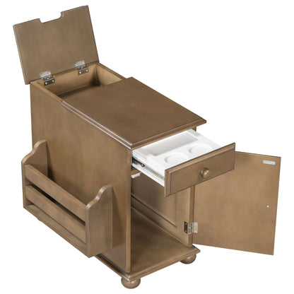 Wooden cabinet with open doors and drawers on a white background