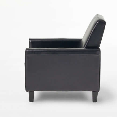 Black Faux Leather Push Back Chair – Elegant Accent for Modern Homes