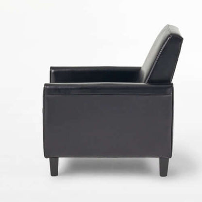 Black Faux Leather Push Back Chair – Elegant Accent for Modern Homes