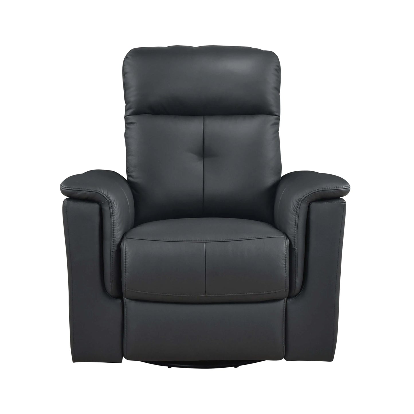 Black leather recliner chair on a white background