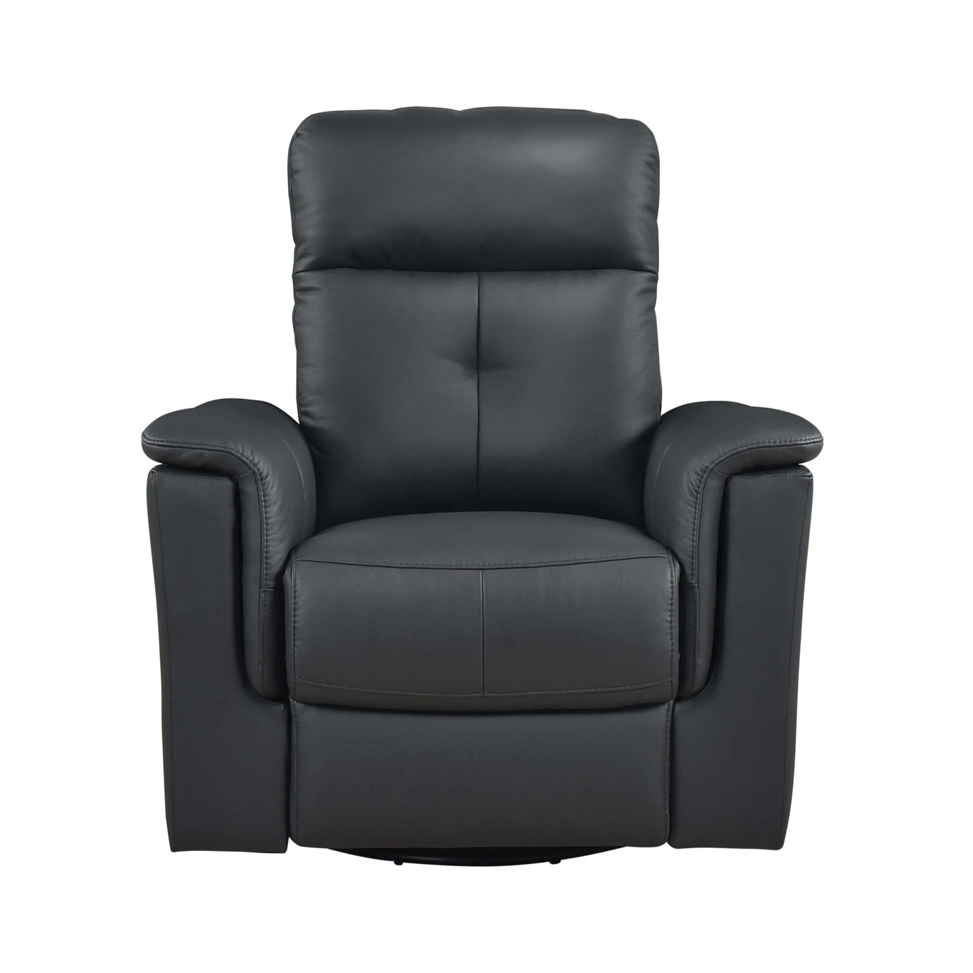 Black leather recliner chair on a white background