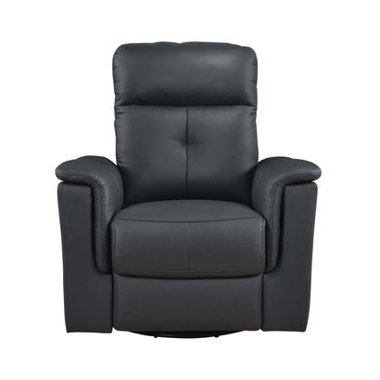 Black leather recliner chair on a white background