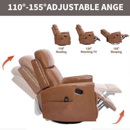 Brown recliner chair with adjustable angles for reading, watching TV, and sleeping, on a white background.