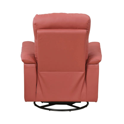 Back side of a red recliner chair on a white background