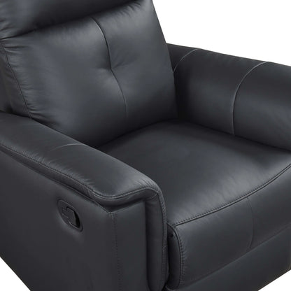 Black leather recliner chair seat cushion on a white background