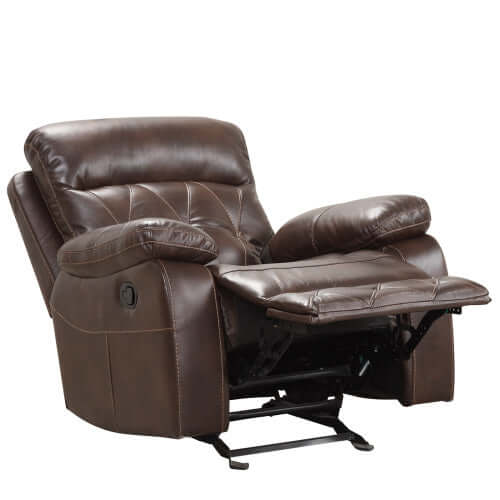 Brown Manual Recliner Chair – Diamond Stitching & Pillow Arms