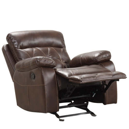 Brown Manual Recliner Chair – Diamond Stitching & Pillow Arms