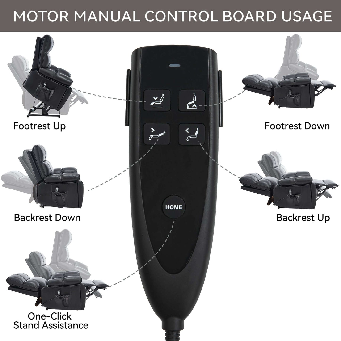 Leatheraire Power Lift Recliner w/ Heat, Massage & Remote/Black