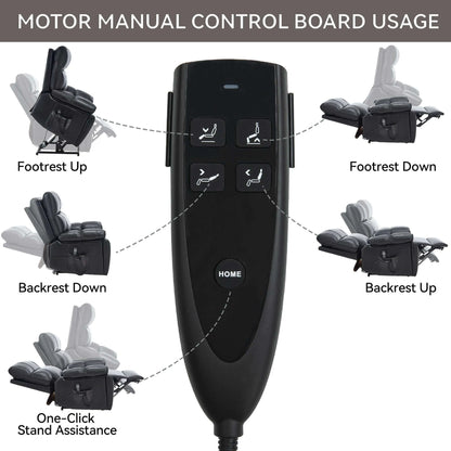 Motor manual control board for recliner chairs with icons indicating functions.