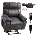 Gray recliner chair with remote control on a white background