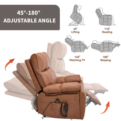 Brown recliner chair with adjustable angle features on a white background