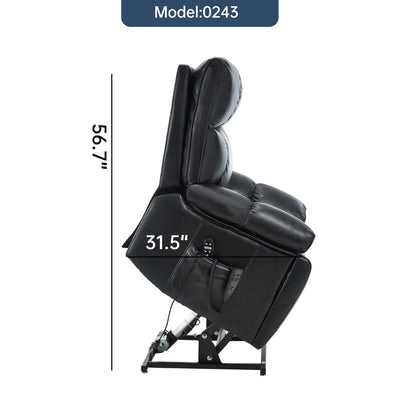 Leatheraire Power Lift Recliner w/ Heat, Massage & Remote/Black