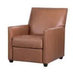 Brown leather recliner chair on a white background
