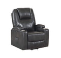 Black leather recliner chair on a white background