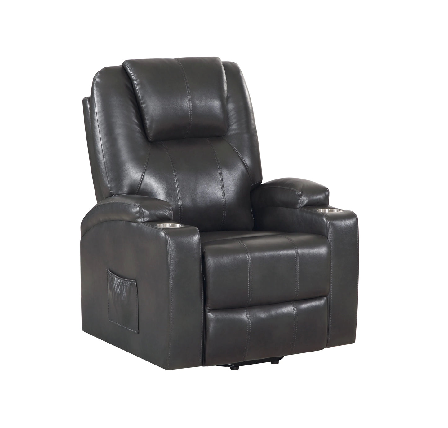 Black leather recliner chair on a white background