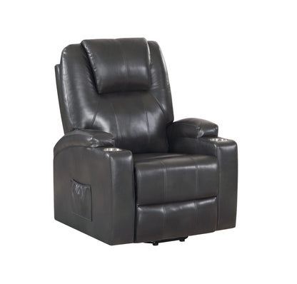 Black leather recliner chair on a white background