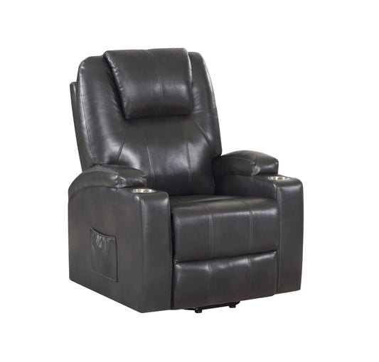 Black leather recliner chair on a white background