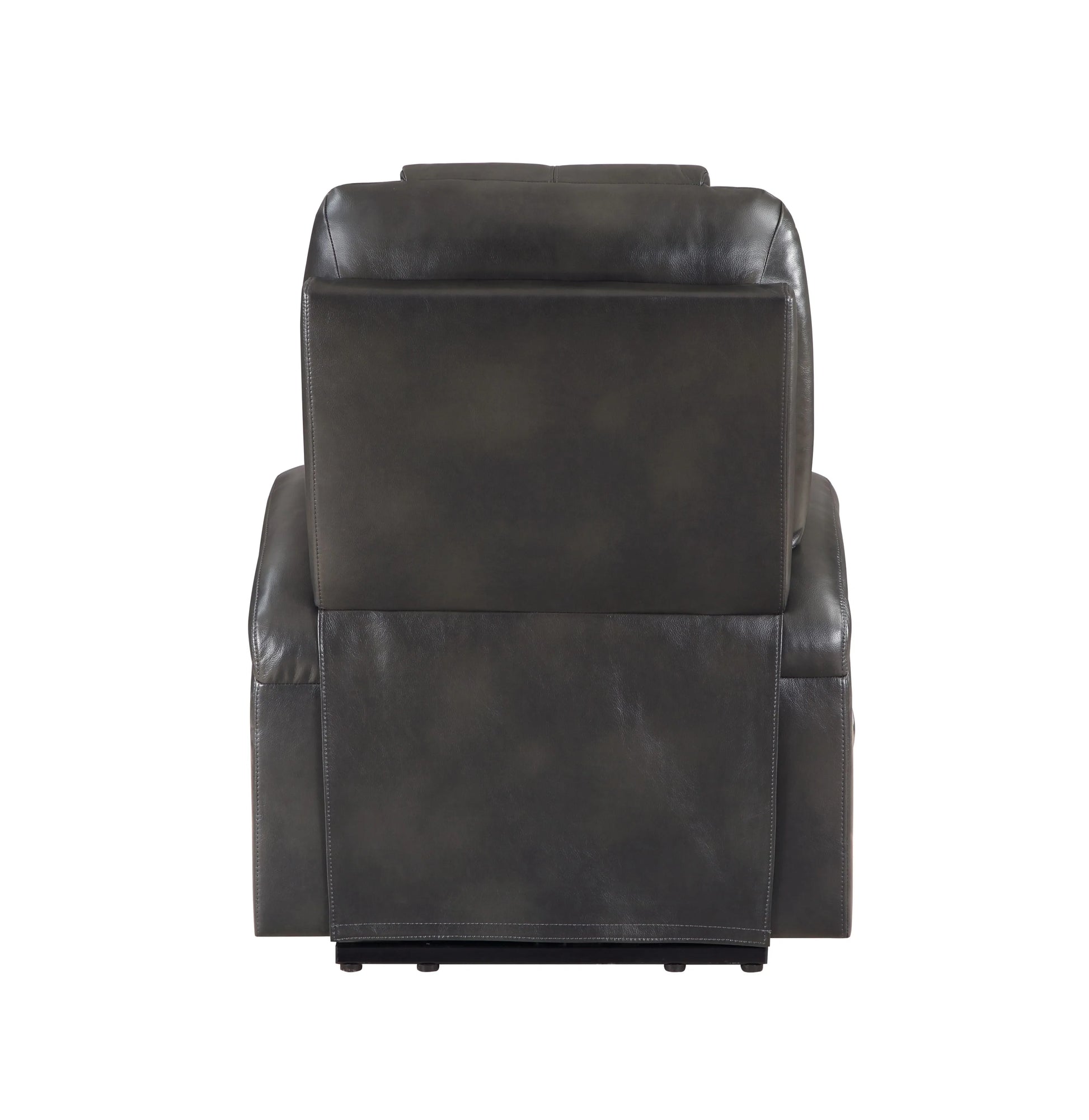 Back of a black recliner chair on a white background