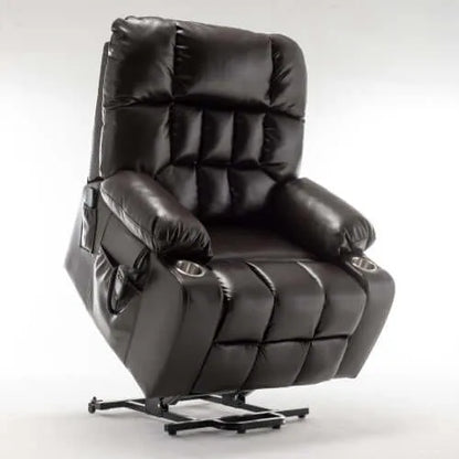 Red wine faux leather recliner chair on a white background
