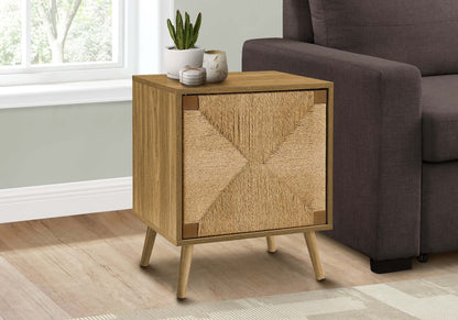 Light Walnut & Seagrass Accent Table