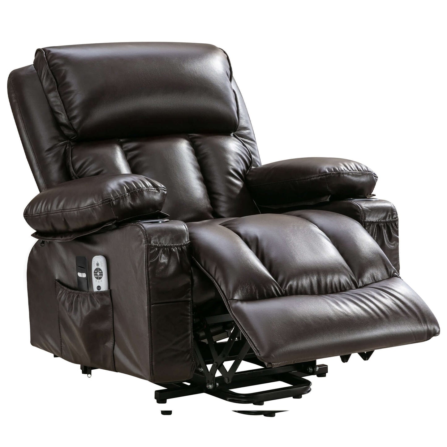 Power Electric massage lift lounge chair, suitable for the elderly, with heating and vibration functions,Fleece leather with USB, can be used for lying down-brown