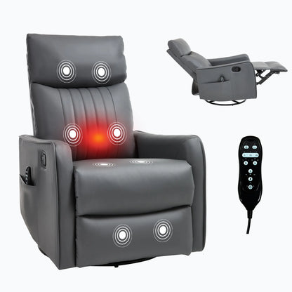Gray massage recliner chair with massage points and remote control on a white background