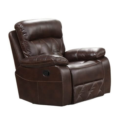 Brown Manual Recliner Chair – Diamond Stitching & Pillow Arms