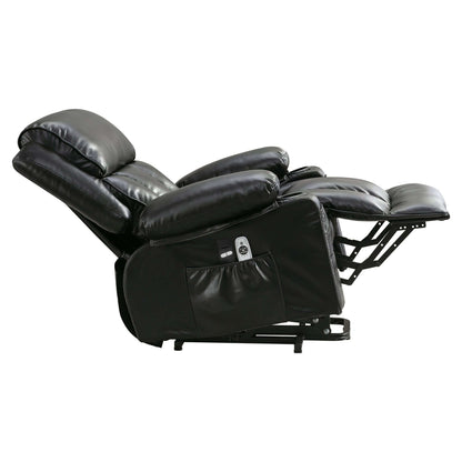 Power Electric massage lift lounge chair, suitable for the elderly, with heating and vibration functions,Fleece leather with USB, can be used for lying down. Black