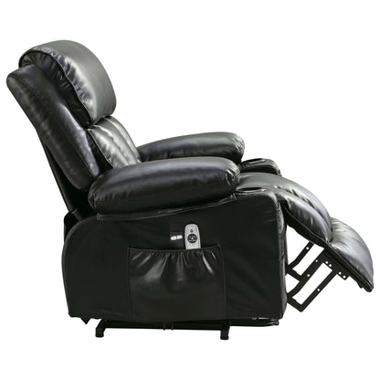 Power Electric massage lift lounge chair, suitable for the elderly, with heating and vibration functions,Fleece leather with USB, can be used for lying down. Black