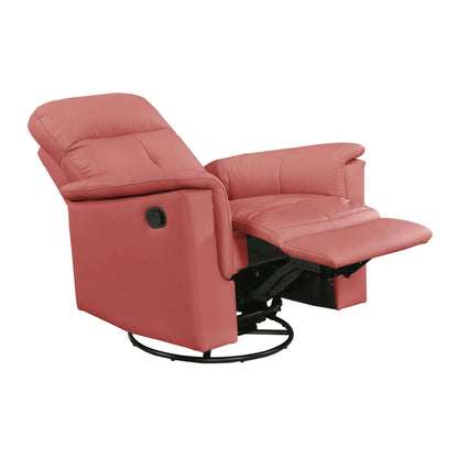 Fully extended red recliner chair on a white background