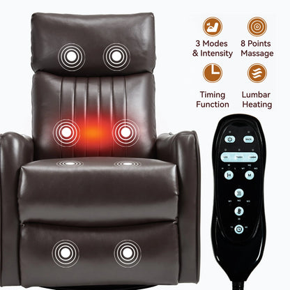 Massage recliner chair with heating function and remote control on a white background