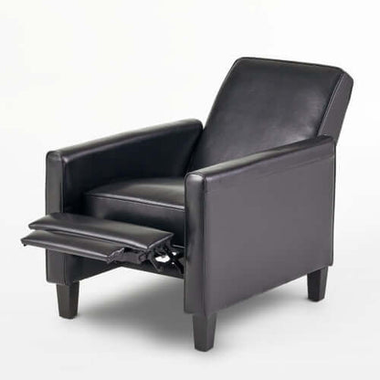 Black Faux Leather Push Back Chair – Elegant Accent for Modern Homes