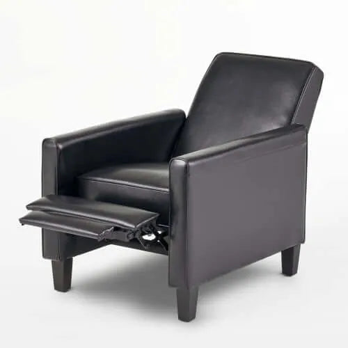 Black Faux Leather Push Back Chair – Elegant Accent for Modern Homes