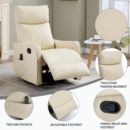 Beige recliner chair with features highlighted in a living room setting