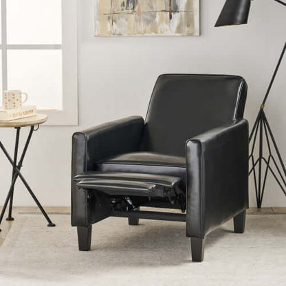 Black Faux Leather Push Back Chair – Elegant Accent for Modern Homes