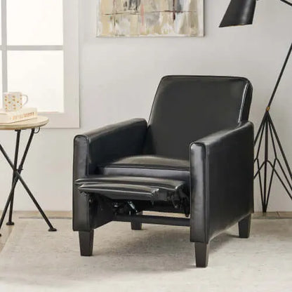 Black Faux Leather Push Back Chair – Elegant Accent for Modern Homes