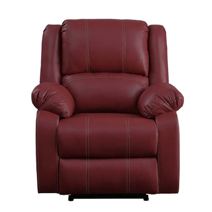 Red leather recliner chair on a white background
